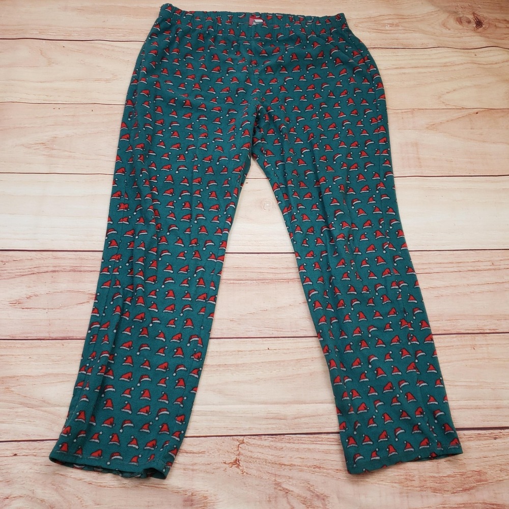 Wondershop at Target Pajama Pants Womens Large Green Santa Hat Fleece‎ Christmas